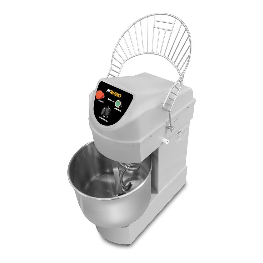 AMASADORA RHINO AMASA-30 | Amasadora de Doble Acción Giratoria | Capacidad de Tazón: 30 L | Acero Inoxidable | Panadería Pizzería Cocina Industrial | Amasadora Industrial Revolvedora de Masa Amasadora de Pan Comercial Espiral de Harina Acero Inoxidable Panadería Pizzería Pastelería Cocina Industrial Restaurante Profesional