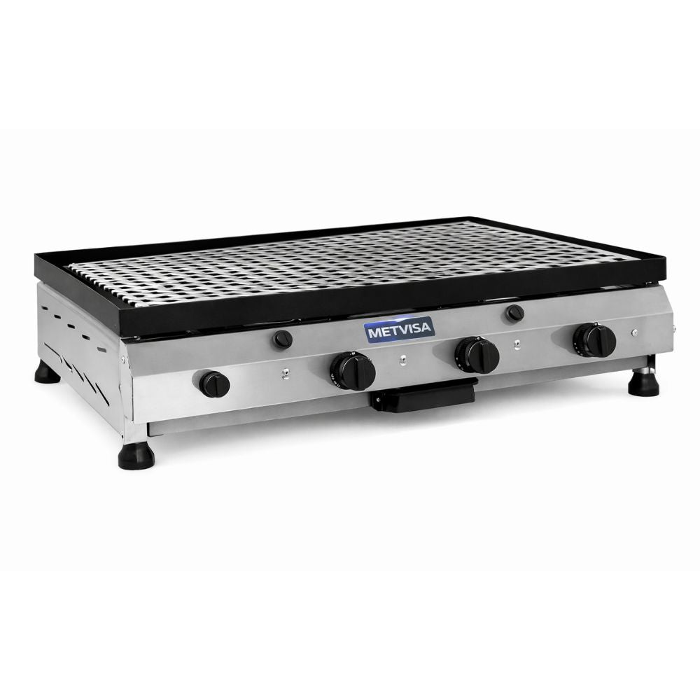 ASADOR METVISA CBG-08 | Asador Char Broil a Gas | Frente 68 cm | 3 Quemadoes | Restaurante Cocina Industrial Asador Tacos Pastor Taqueria Doneraky Doneraki Negocio Restaurante Cocina Industrial Asar Carne 