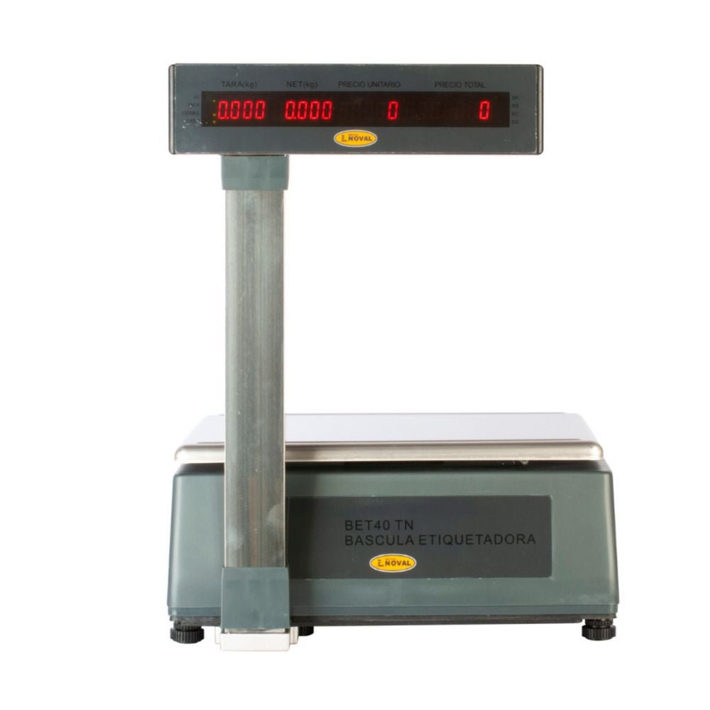 BÁSCULA NOVAL BET-40 | Báscula Etiquetadora | 40 kg a 5gr | con Torreta | Tienda Verdurería Negocio Sobre Mostrador Recepción Pesar Cobrar Báscula para Frutería Verdulería Tienda Negocio Cremería 