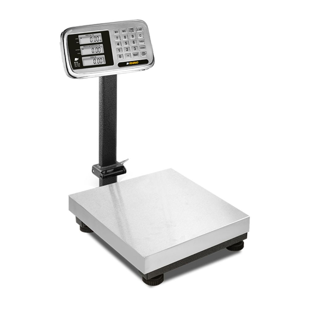 BÁSCULA PLATAFORMA RHINO BP-80 | Báscula de Plataforma | 80 Kg | Plegable | Acero Inoxidable | Paquetería Almacen Bodega