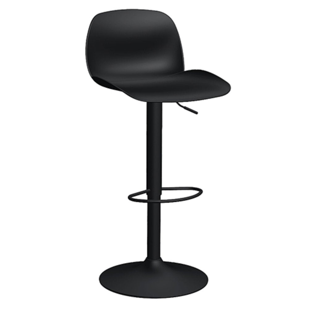 Banco Alto para Bar y Cafetería Ergonómico - OFFIHO KOLN OHV-7216 - Altura Ajustable - Negro - Asiento y Respaldo Tapizados