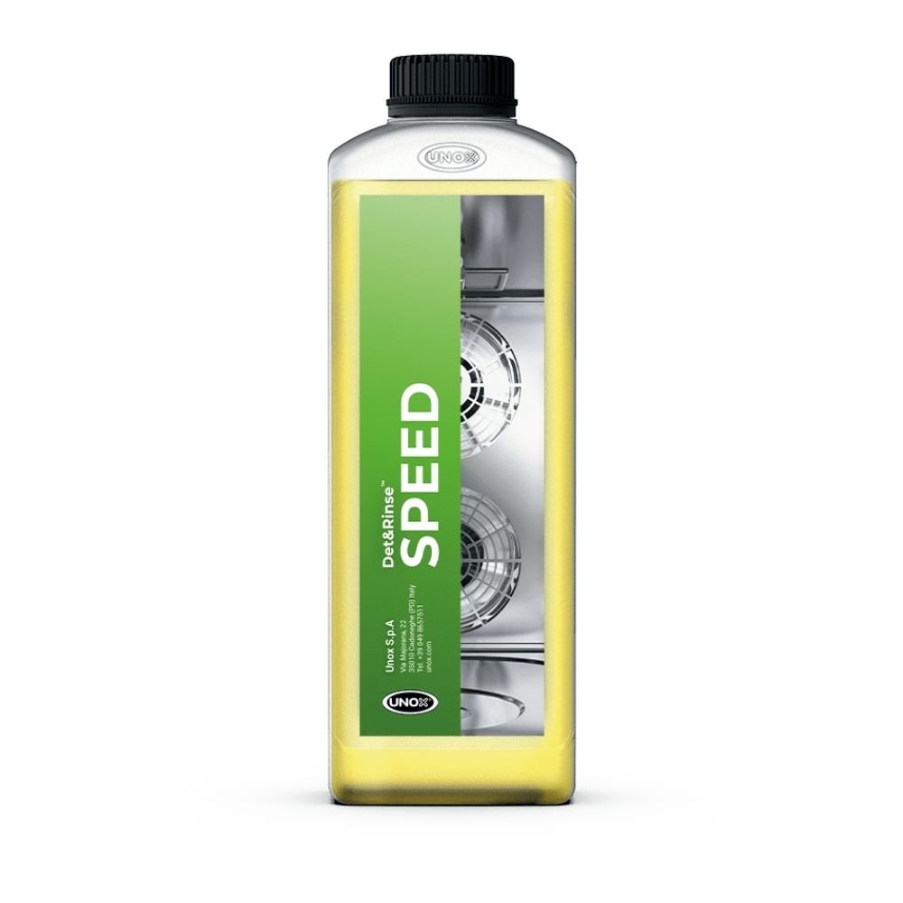 DETERGENTE UNOX DB1101A0 DET&RINSE SPEED | Detergente para Lavado Automático | 1 Caja Contiene 10 Botellas de 1 Litro | Desengrasa y Elimina Todo Tipo de Suciedad Panadería Pastelería Restaurante Cocina Industrial Banquetes Pan Masa Hoteles Cafeterías Estadios Arenas Empresas de Servicio Alimentación