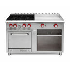 ESTUFA DELTA H4-C-GA  | Estufa | 4 Quemadores (24”) | Plancha + Gratinador (53") | Restaurantes Cocinas industriales Hoteles
