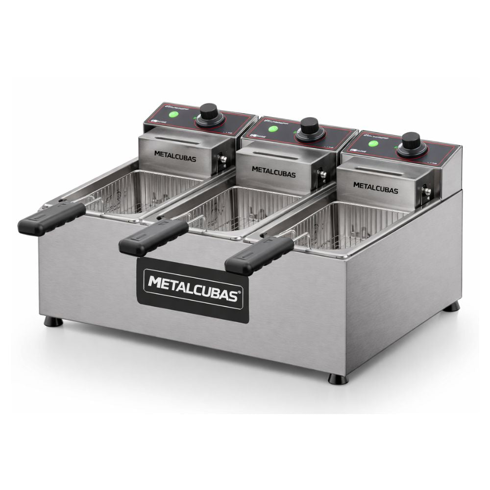 FREIDORA METALCUBAS FE3C | Freidora Eléctrica | Acero Inoxidable | Restaurantes Taquerías Cafeterías food trucks cocinas industriales hoteles bares comedores industriales negocios de comida rápida