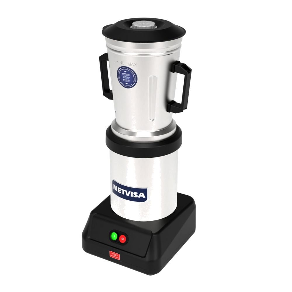 LICUADORA METVISA LQI-4 | Licuadora Industrial | 4 Litros | Acero Inoxidable | Hotel Bar Cocina Industrial Cocina Industrial Restaurante Banquetes Bar Cafetería para Moler Triturar Licuar Puré 