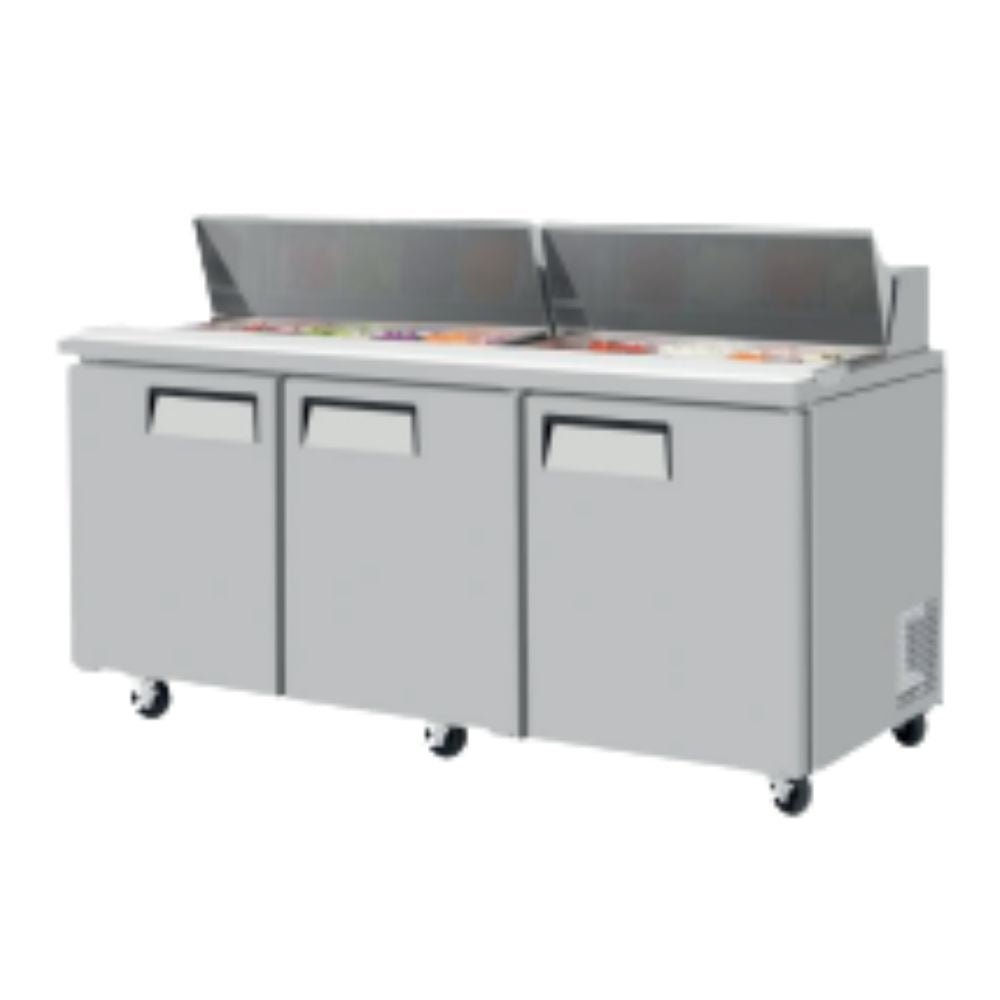 MESA DE PREPARACIÓN SOBRINOX MRSS-72-3S | Mesa de Preparación Sándwiches Ensaladas | 3 Puertas Sólidas | Restaurante Cafetería | Mesa de Preparación Refrigerada Mesa Fría de Trabajo Mega Top Pizza Ensaladas Sándwiches Ingredientes Acero Inoxidable Supermercados Restaurantes Cocina Industrial Cremería