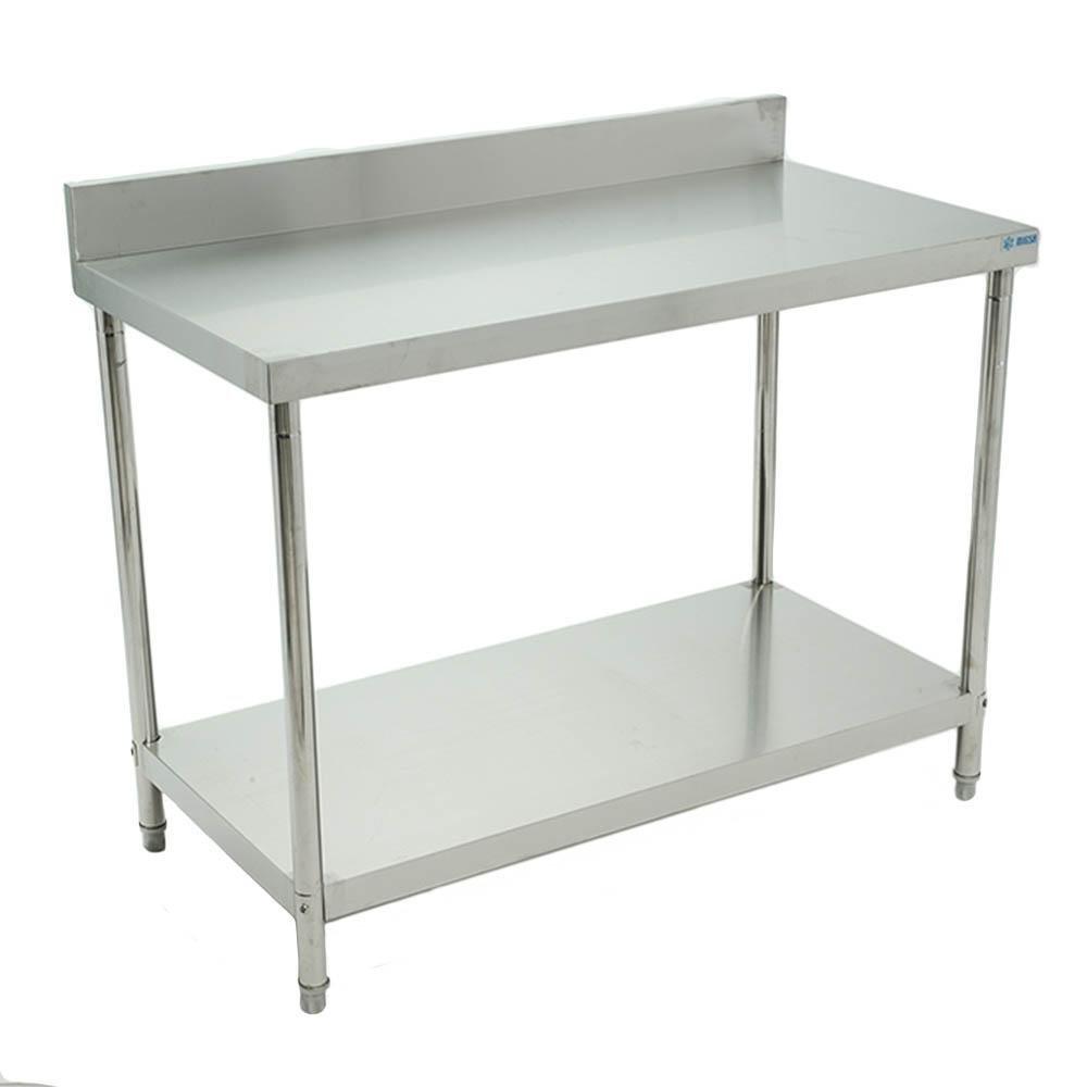 Migsa Bn-w04/120 Mesa Trabajo Soporte Inferior Acero Inoxidable | Mesa de Trabajo de Pared Mural de Acero Inoxidable Superficie de Preparación con Respaldo Industrial Restaurante Cocina Industrial Hotel Comedor Industrial