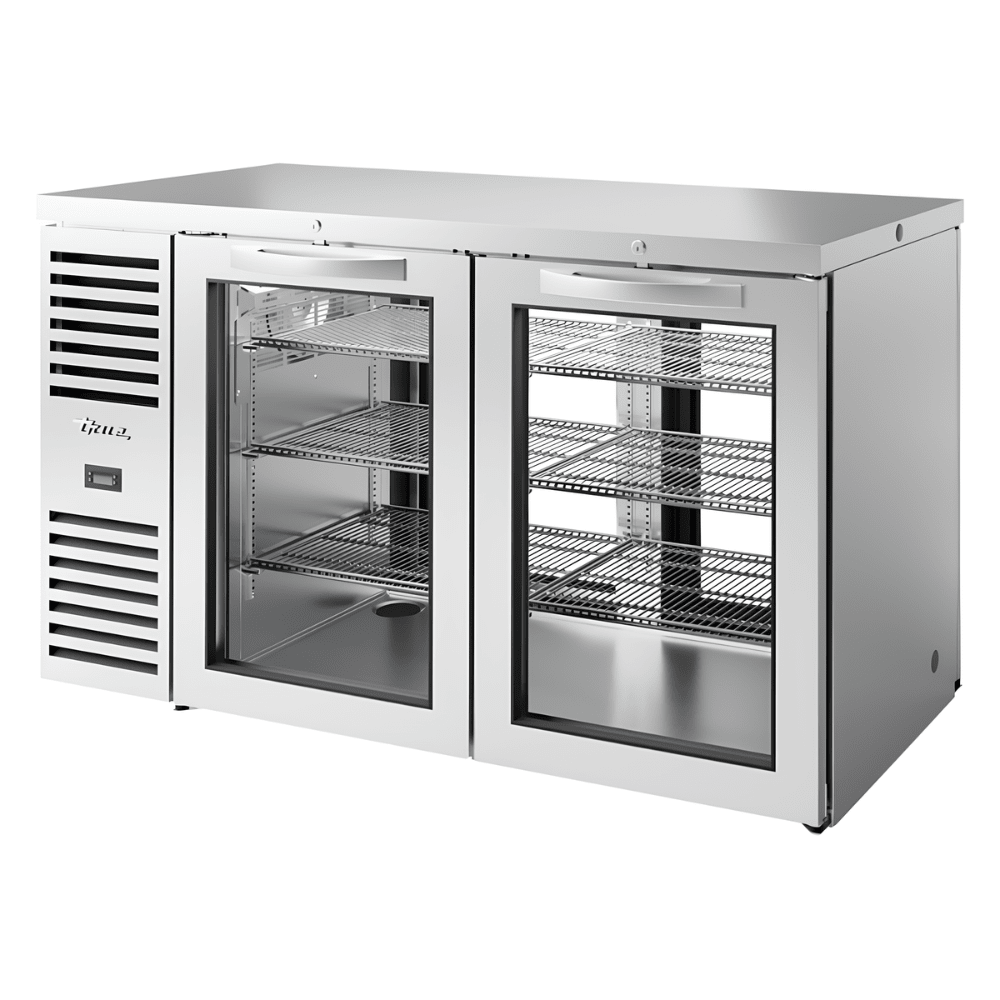 REFRIGERADOR BAJO BARRA TRUE TBR60-PTSZ1-L-S-GG-GG-1 | Refrigerador Bajo Barra | 6 Estantes |  2 Puertas | Restaurante Bar Cafetería