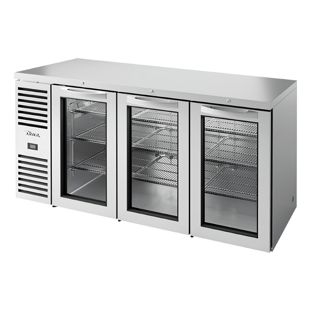 REFRIGERADOR BAJO BARRA TRUE TBR72-RISZ1-L-S-GGG-1 | Refrigerador Bajo Barra |  3 Puertas | 9 Estantes | Acero Inoxidable | Restaurante Bar Cafetería