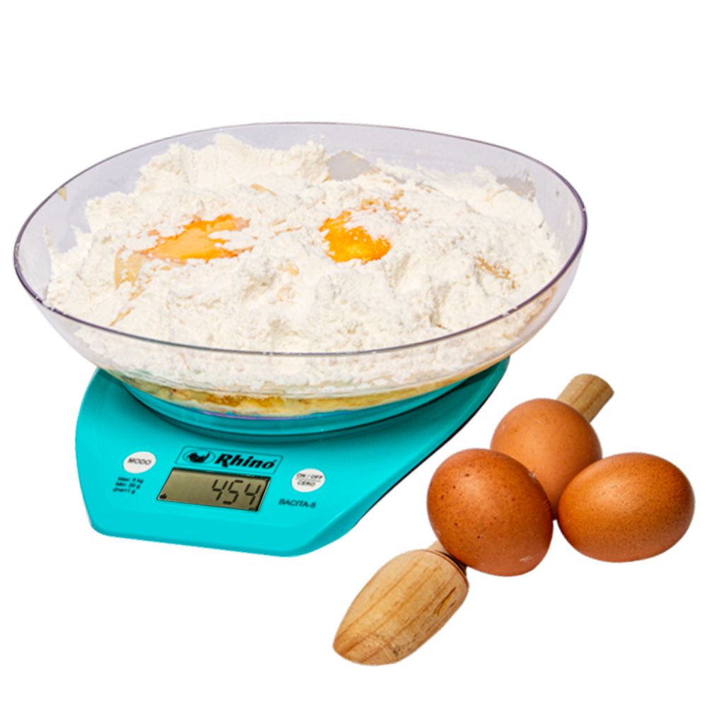 BÁSCULA RHINO BACITA-5 | Báscula Porcionadora de Cocina | 5 Kg | Alimentos Cocina Panadería Repostería Pastelería Restaurante Porciones Pequeñas Gramos