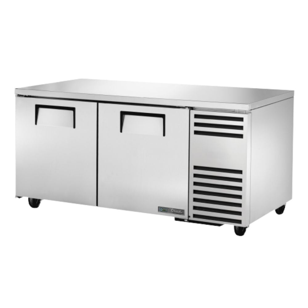 TRUE TUC-67-HC Mesa Refrigerada Bajo Barra 2 Puertas Solidas Acero Inoxidable Gris | Mesa Refrigerada de Trabajo Mesa Fría Conservadora Bajo Barra Acero Inoxidable Refrigerar Conservar Ingredientes Restaurante Cafetería Cocina Industrial Bar Cremería