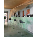 Colos Banco Vesper 3A Base Cromo Uso Interior Barra Alta Restaurante - VESPER 3A - Colos - NOGAL BEAT - Bancos