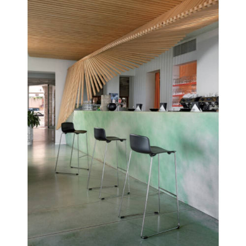 Colos Banco Vesper 3A Base Cromo Uso Interior Barra Alta Restaurante - VESPER 3A - Colos - NOGAL BEAT - Bancos