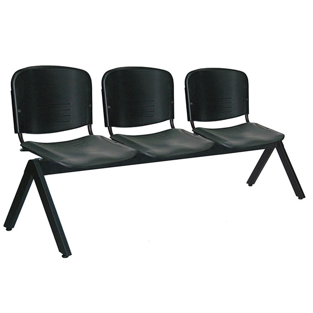 Offiho Banca Ellitico Ohr-2600-3P 3 Asientos Polipropileno Base 4 Puntas Acero Tubular Uso Interior - OHR-2600-3P - OFFIHO - NOGAL BEAT - Banca