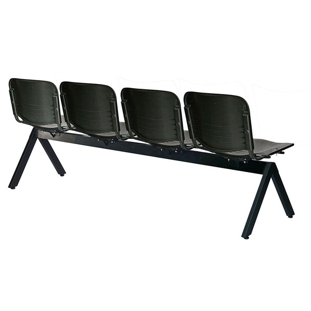 Offiho Banca Ellitico Ohr-2600-4P 4 Asientos Polipropileno Base 4 Puntas Acero Tubular Uso Interior - OHR-2600-4P - OFFIHO - NOGAL BEAT - Banca