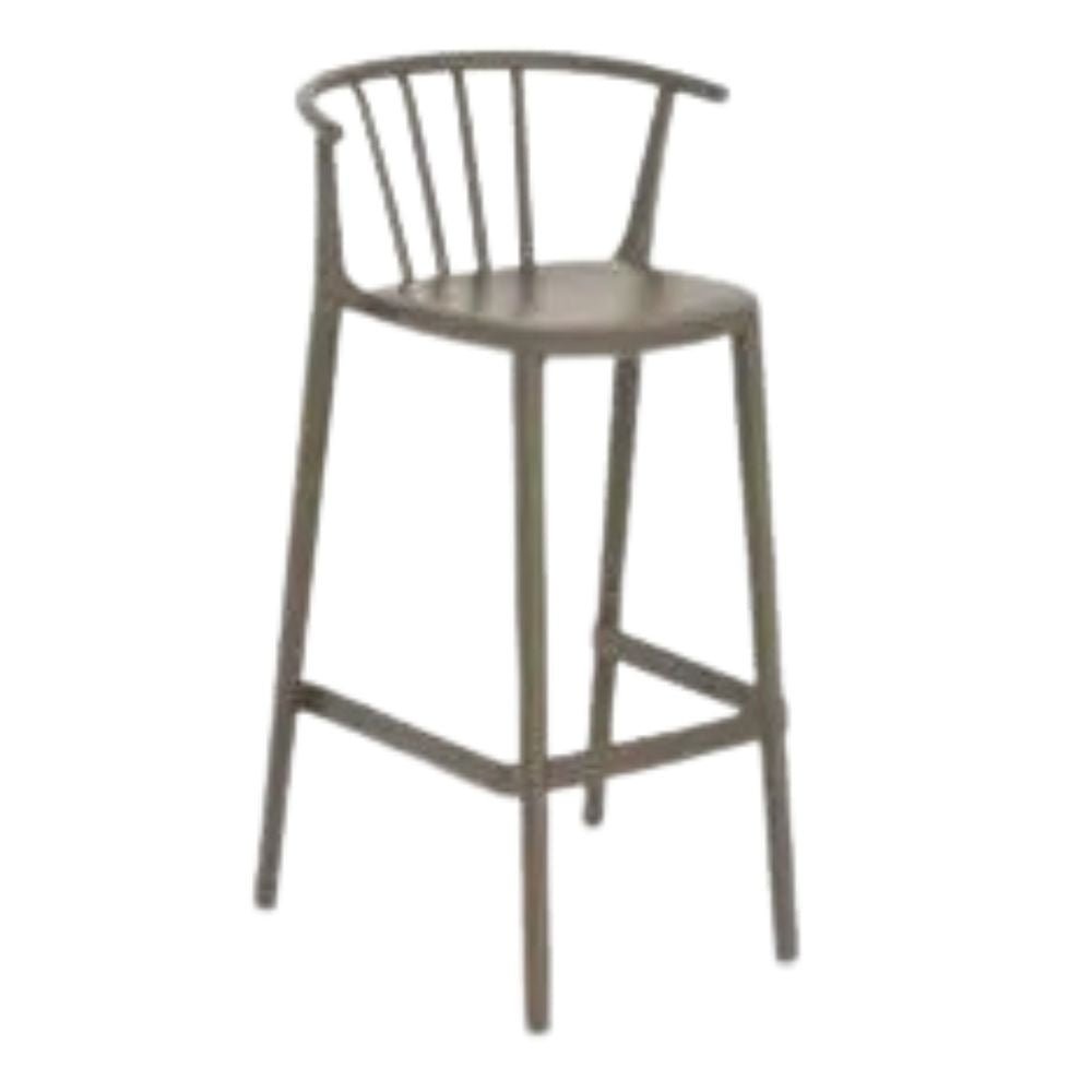 TABURETE RESOL WOODY ALTO | Taburete Ocasional para Barra | 75.5 cm | Fibra de Vidrio Polipropileno | Protección UV | Interior + Exterior - 05446 - Resol - NOGAL BEAT - Bancos