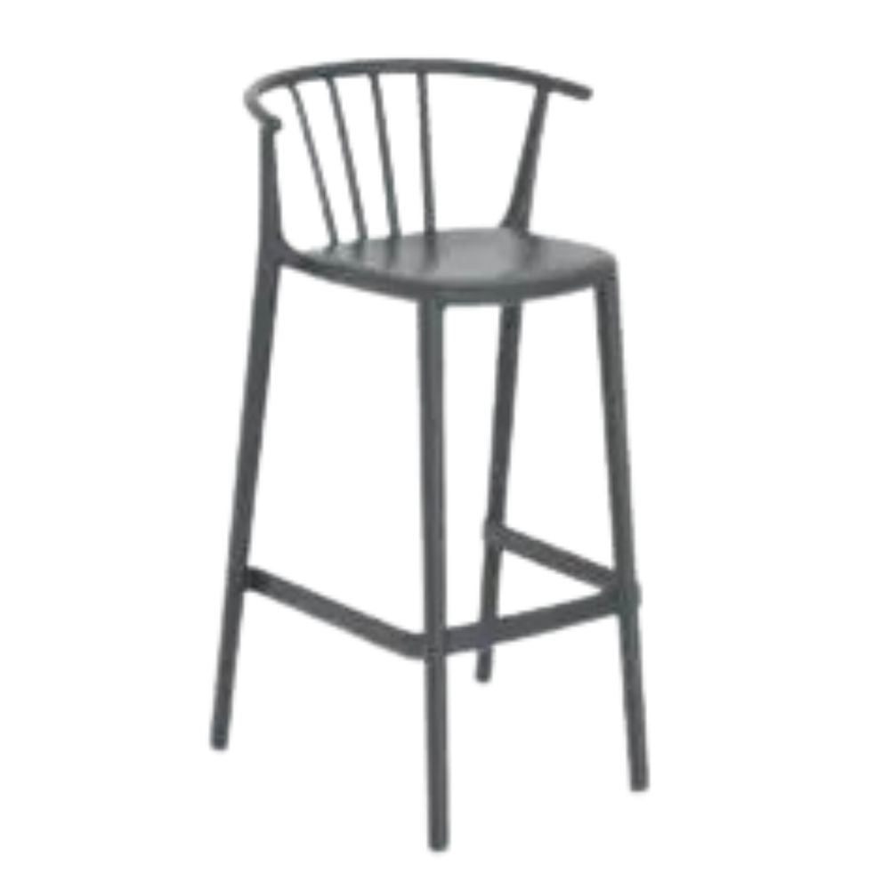 TABURETE RESOL WOODY ALTO | Taburete Ocasional para Barra | 75.5 cm | Fibra de Vidrio Polipropileno | Protección UV | Interior + Exterior - 05450 - Resol - NOGAL BEAT - Bancos