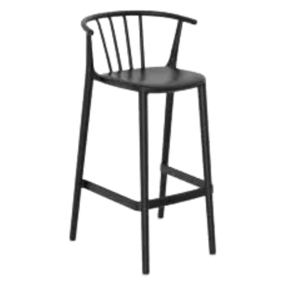 TABURETE RESOL WOODY ALTO | Taburete Ocasional para Barra | 75.5 cm | Fibra de Vidrio Polipropileno | Protección UV | Interior + Exterior - 05445 - Resol - NOGAL BEAT - Bancos