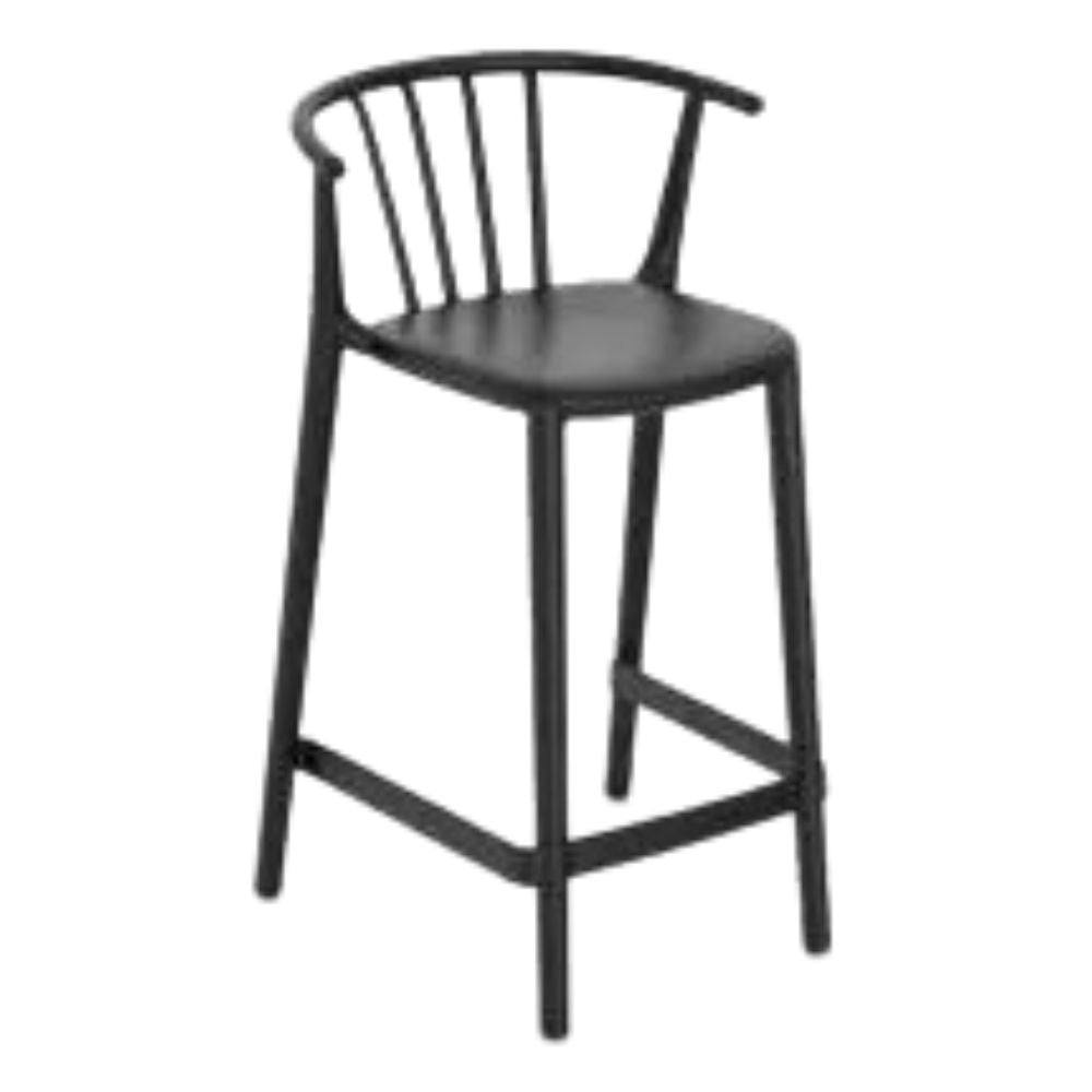 TABURETE RESOL WOODY MEDIO | Taburete Ocasional para Barra | 65.5 cm | Fibra de Vidrio Polipropileno | Protección UV | Interior + Exterior - 05453 - Resol - NOGAL BEAT - Bancos