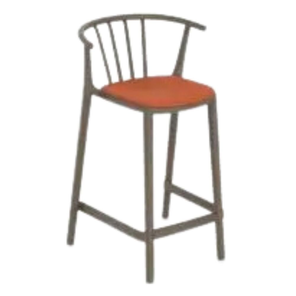 TABURETE RESOL WOODY MEDIO UPHOLSTERED SEAD PAD | Taburete Ocasional para Barra | 65.5 cm | Fibra de Vidrio Polipropileno | Protección UV | Interior + Exterior - 86802 - Resol - NOGAL BEAT - Bancos