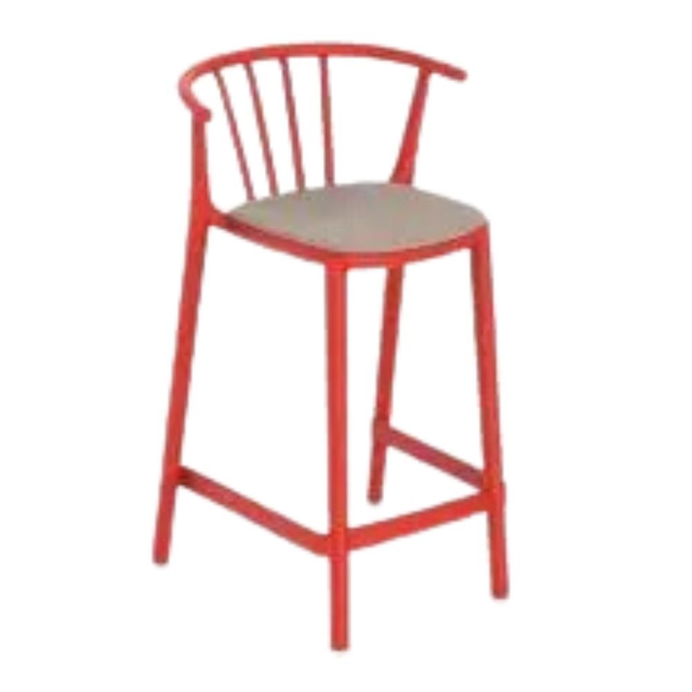 TABURETE RESOL WOODY MEDIO UPHOLSTERED SEAD PAD | Taburete Ocasional para Barra | 65.5 cm | Fibra de Vidrio Polipropileno | Protección UV | Interior + Exterior - 86797 - Resol - NOGAL BEAT - Bancos