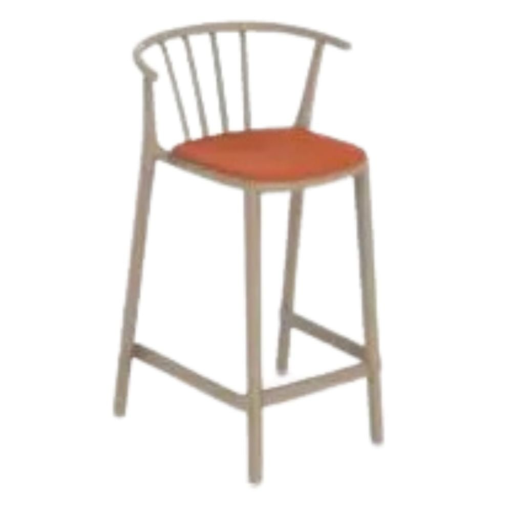 TABURETE RESOL WOODY MEDIO UPHOLSTERED SEAD PAD | Taburete Ocasional para Barra | 65.5 cm | Fibra de Vidrio Polipropileno | Protección UV | Interior + Exterior - 86809 - Resol - NOGAL BEAT - Bancos