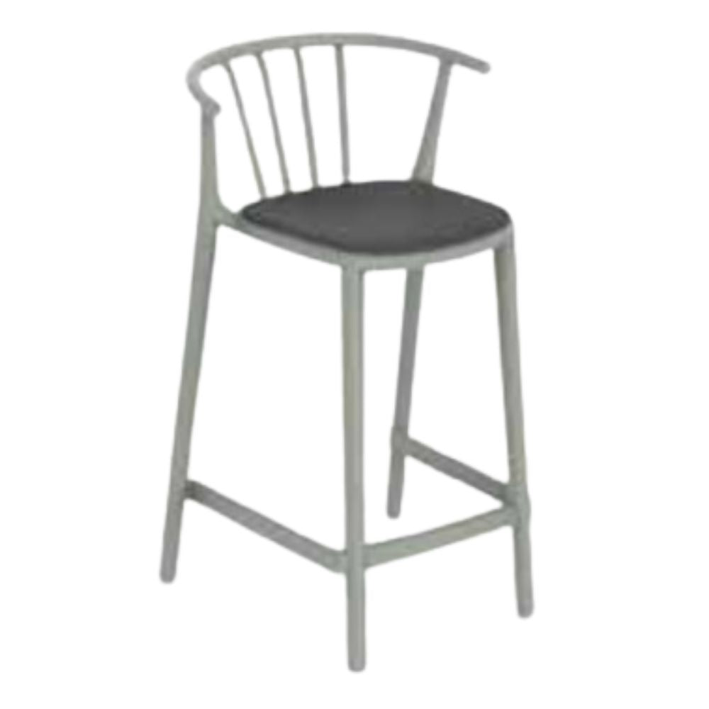 TABURETE RESOL WOODY MEDIO UPHOLSTERED SEAD PAD | Taburete Ocasional para Barra | 65.5 cm | Fibra de Vidrio Polipropileno | Protección UV | Interior + Exterior - 86812 - Resol - NOGAL BEAT - Bancos